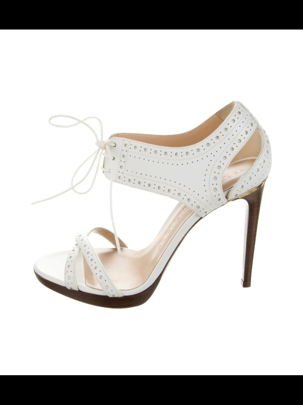 🤎 NEW BURBERRY 🤎 White Lace-Up High Heel Sandal